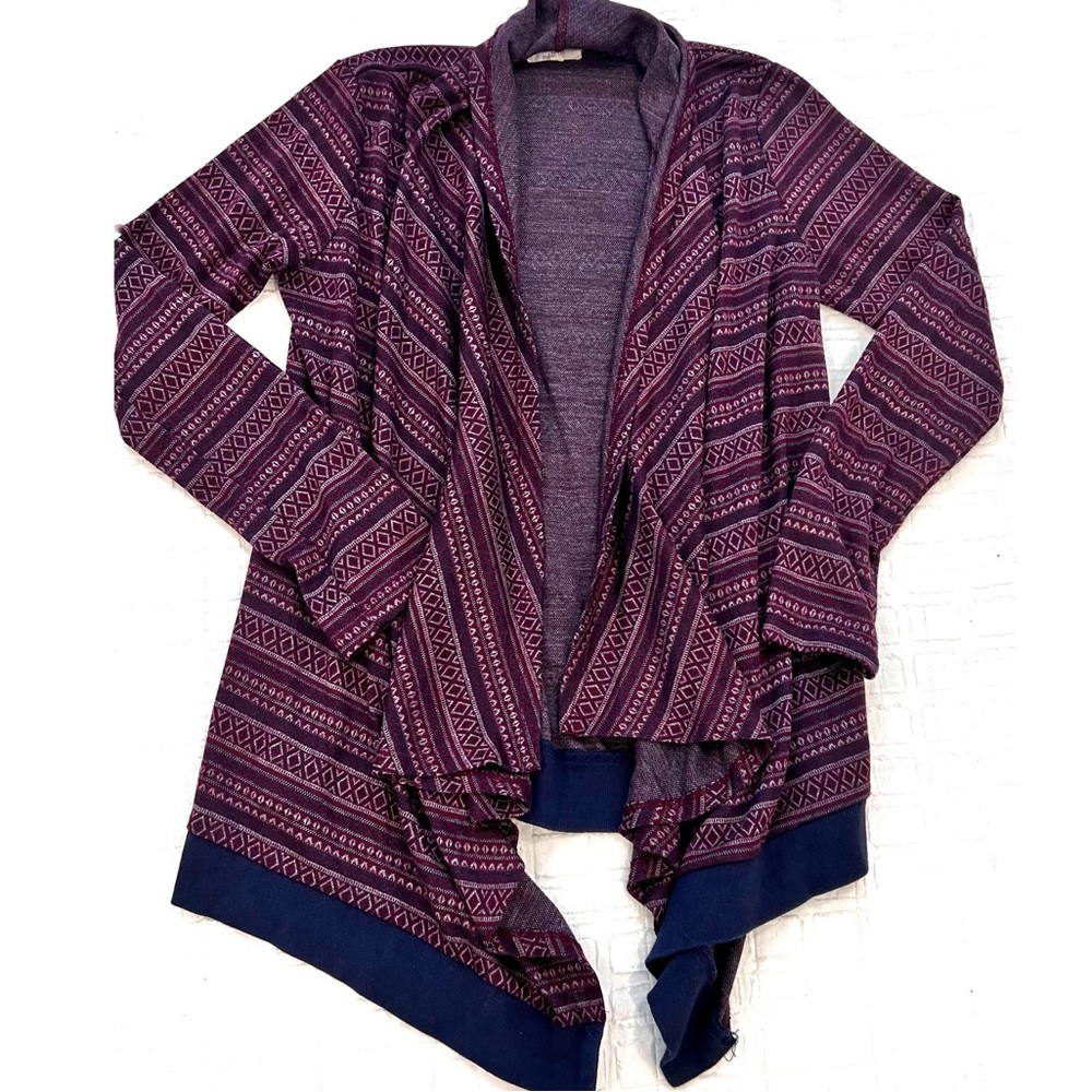 Mystree Aztec Pattern Waterfall Cardigan EUC